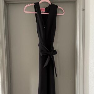 Elegant Black Sleeveless front zipper jumpsuit